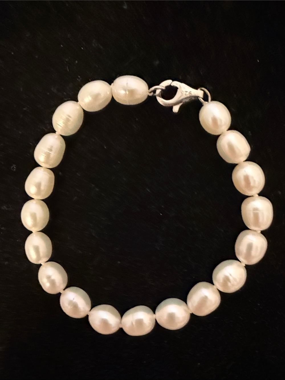 VINTAGE CP CAROLYN POLLACK BRACELET WHITE BAROQUE PEARLS STERLING SILVER 925 8”
